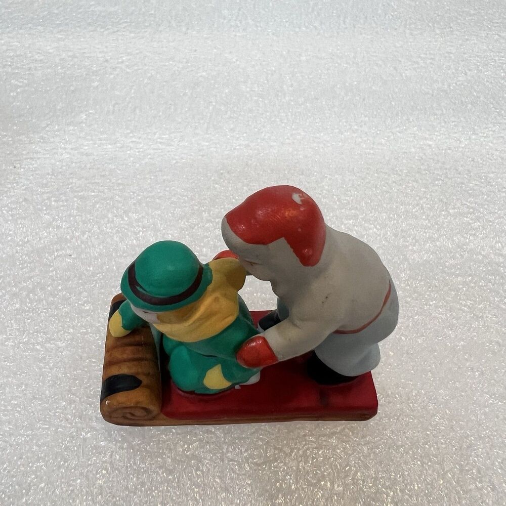 Lemax Christmas Village Children Sledding Figurine Vintage Holiday Tabletop